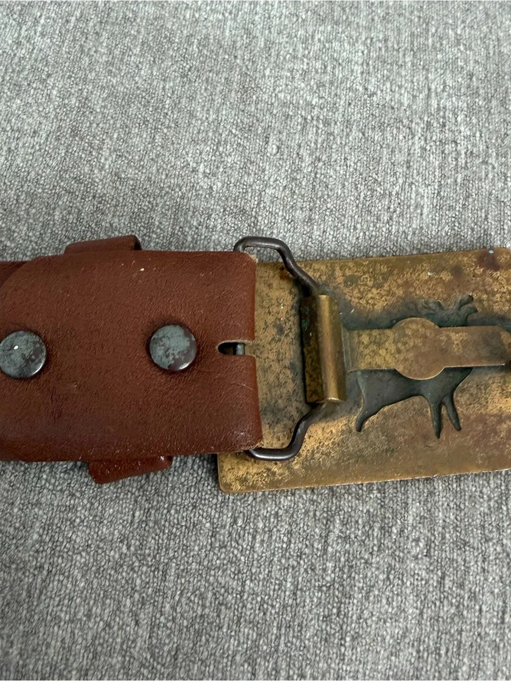 Vintage Paris Leather Belt BPOE Elks Lodge Brass Buckle Mens Sz 38 Brown USA Mad